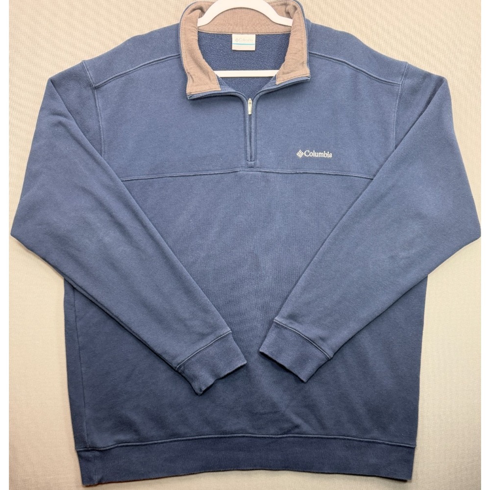 Columbia Hart Mountain 1/4 Zip Sweatshirt Blue Pullover Fleece AM6771 | Men's XL